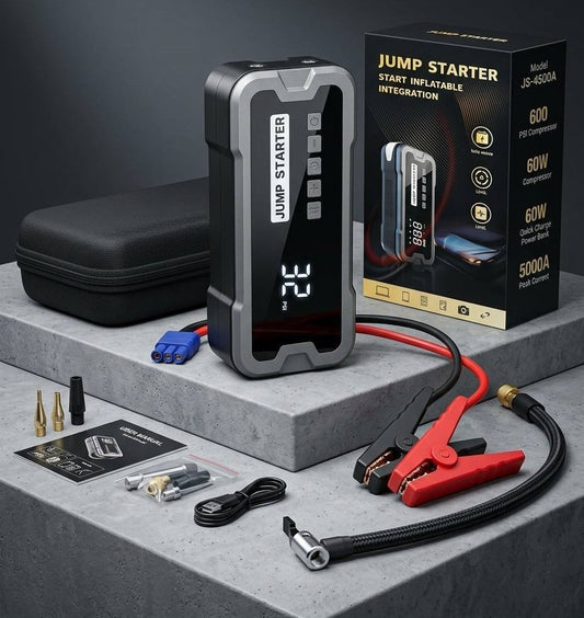 Εκκινητής Μπαταρίας (Jump Starter) 4-σε-1 με Τρόμπα Αέρος, Power Bank & Φακό