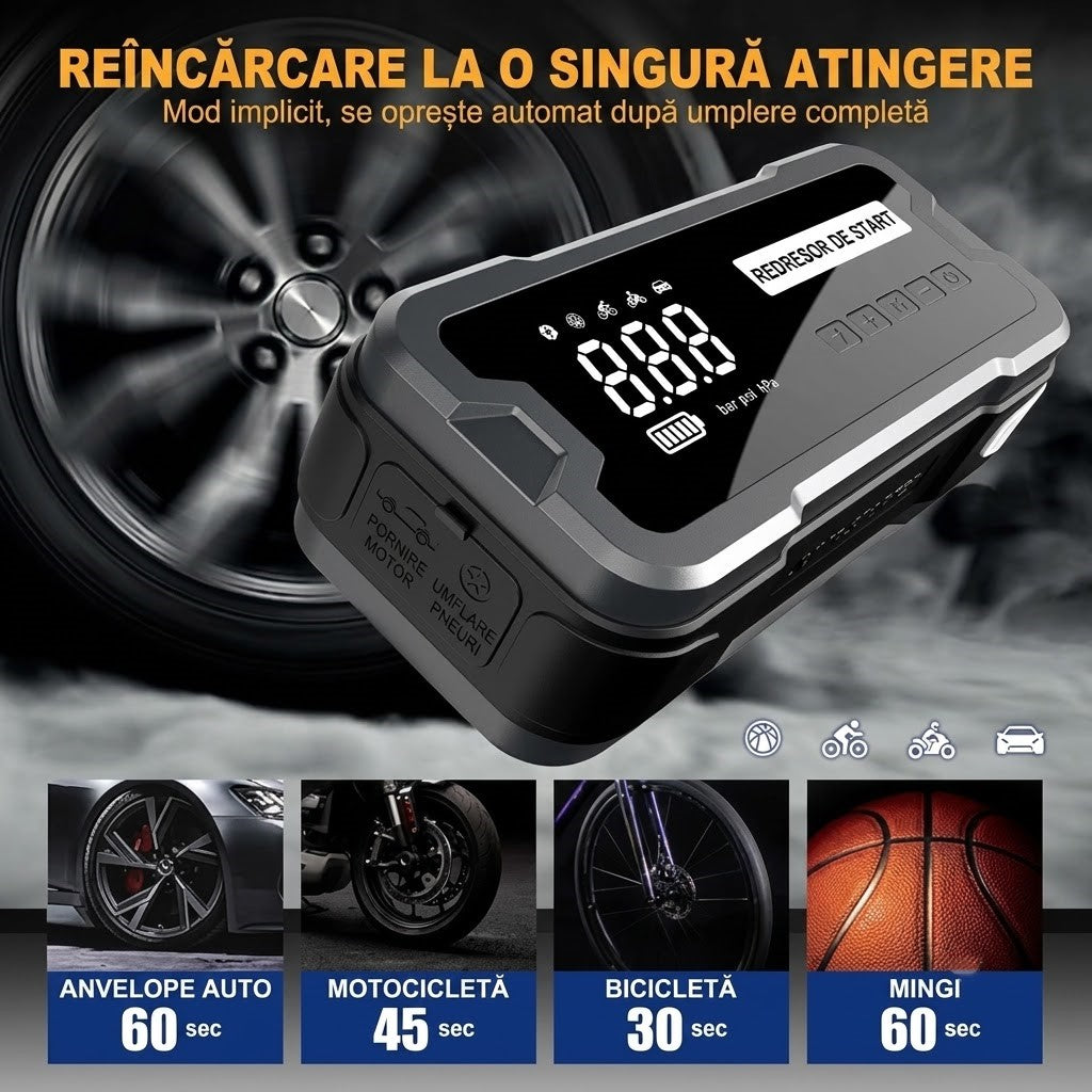 Εκκινητής Μπαταρίας (Jump Starter) 4-σε-1 με Τρόμπα Αέρος, Power Bank & Φακό (Copy)